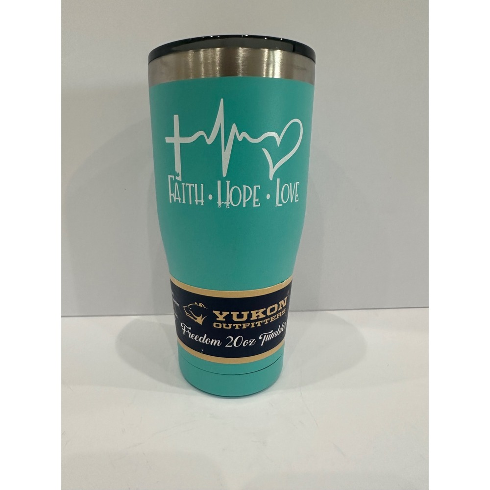 Yukon Outfitters Freedom 20oz Tumbler Faith Hope Love Teal Stainless Travel Mug